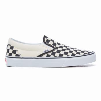 Damske Slip On Tenisky Vans Checkerboard Classic Čierne Biele VA95MWFDX